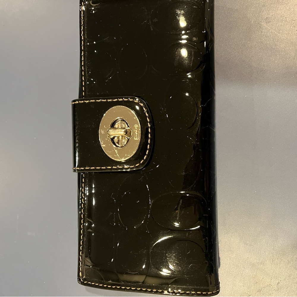 Coach Black Patent Leather Wallet